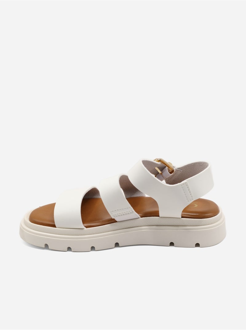 Platte sandalen kruisband Wit - Kiabi