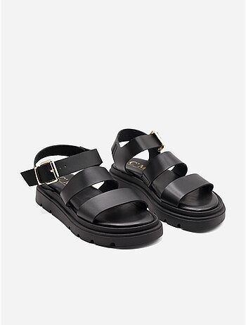 Platte sandalen kruisband