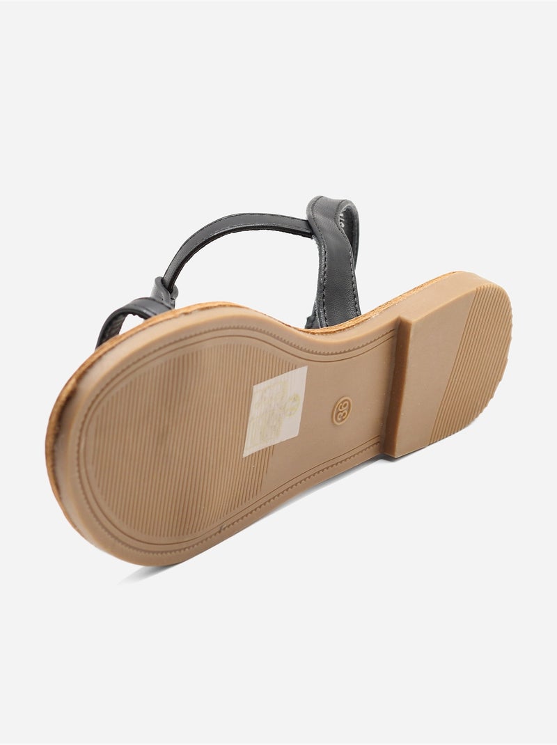 Platte sandalen kruisband Zwart - Kiabi