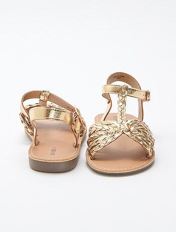Platte sandalen met bandje en gevlochten riempjes