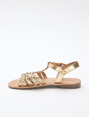 Platte sandalen met bandje en gevlochten riempjes