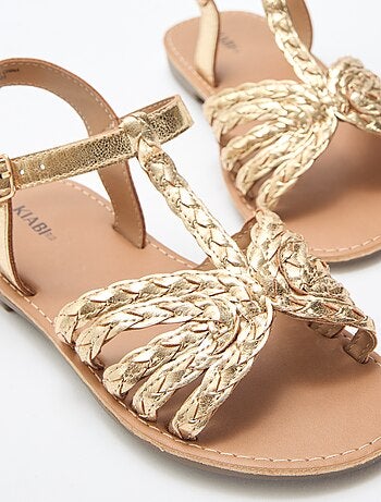 Platte sandalen met bandje en gevlochten riempjes