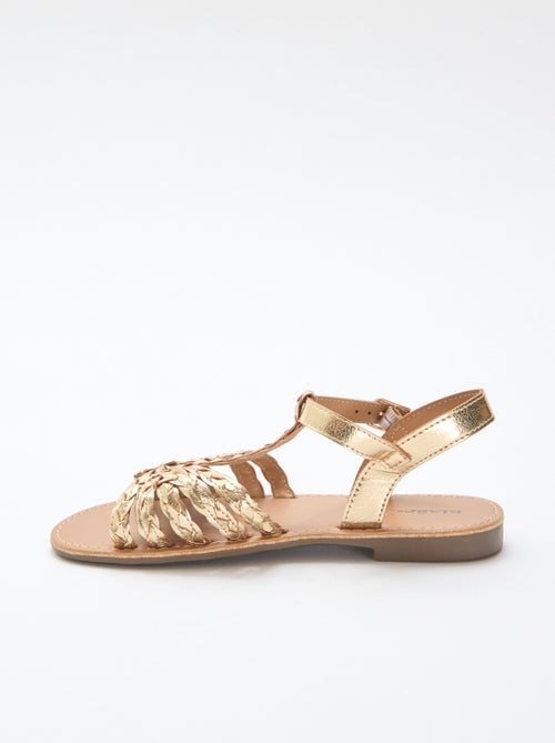 Platte sandalen met bandje en gevlochten riempjes - Kiabi