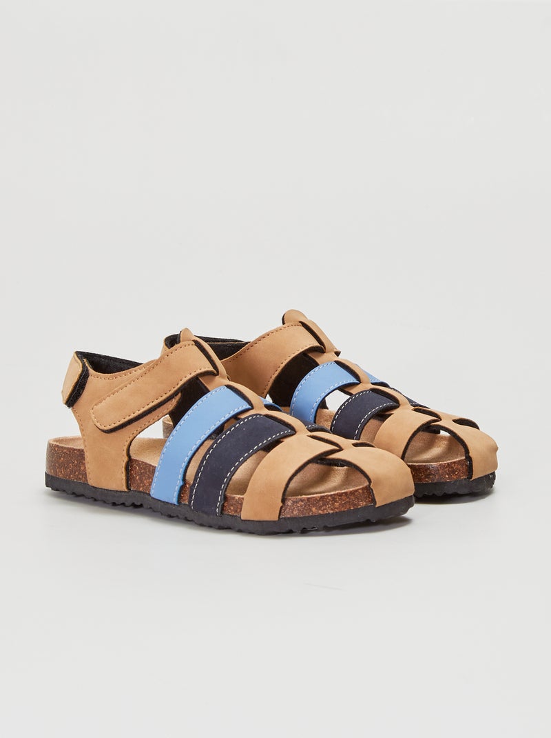 Platte sandalen met bandjes BRUIN - Kiabi