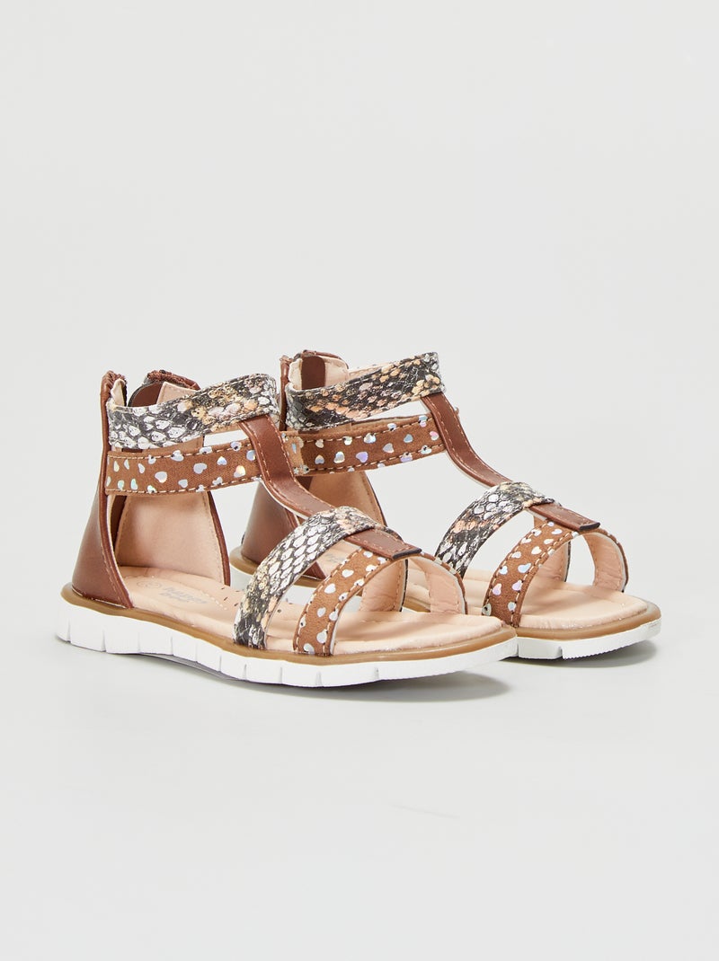 Gant Suède sandalen met gespsluiting Bruin
