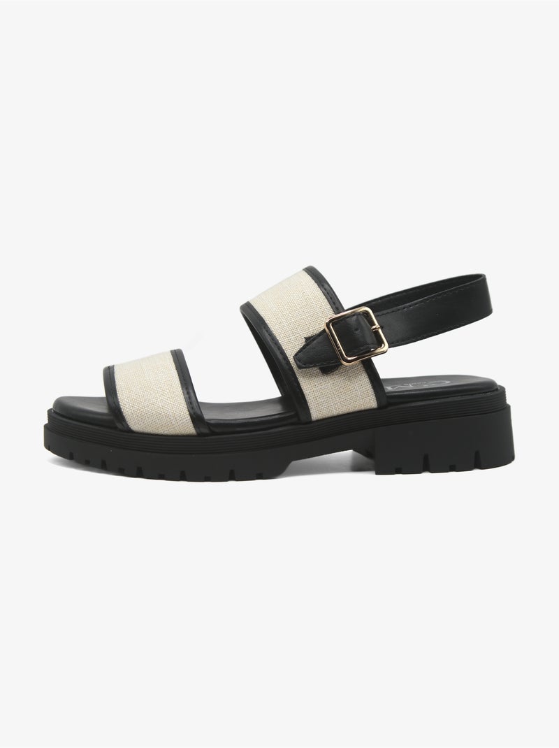 Platte sandalen met bandjes Zwart - Kiabi