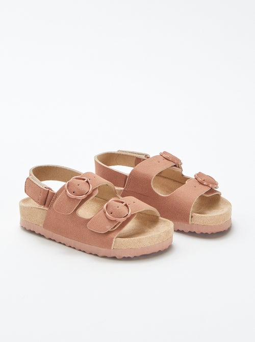 Platte sandalen met bloemengespen - Kiabi