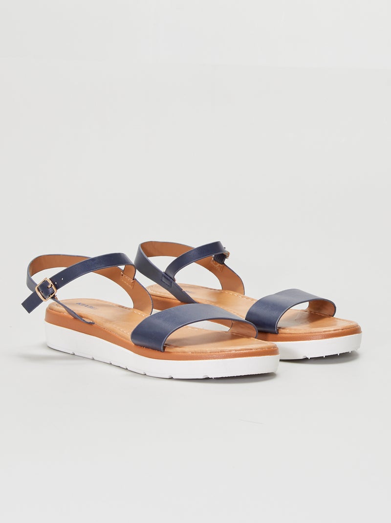 Platte sandalen met brede bandjes BLAUW - Kiabi