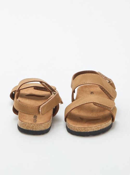 Platte sandalen met dubbele bandjes en klittenband - Kiabi