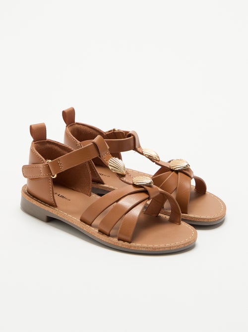 Platte sandalen met fantasie schelpversieringen - Kiabi