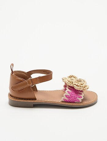 Platte sandalen met fantasiebloemen