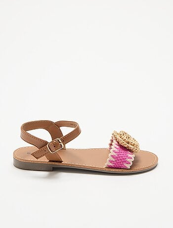 Platte sandalen met fantasiebloemen