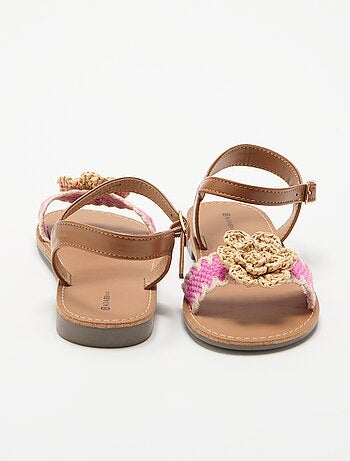 Platte sandalen met fantasiebloemen