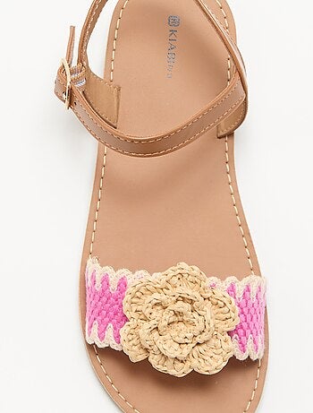 Platte sandalen met fantasiebloemen