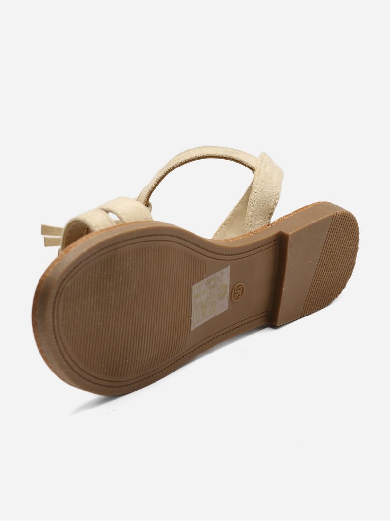 Platte sandalen met franjes Beige - Kiabi