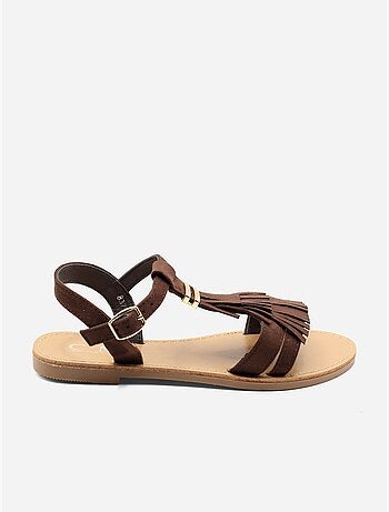 Platte sandalen met franjes
