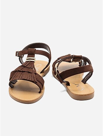 Platte sandalen met franjes