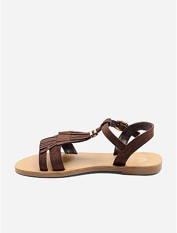 Platte sandalen met franjes