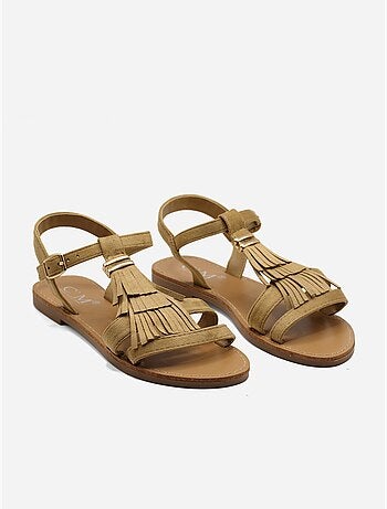 Platte sandalen met franjes