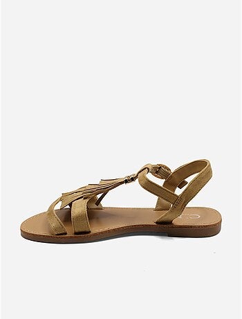 Platte sandalen met franjes