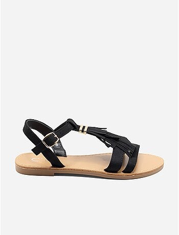 Platte sandalen met franjes