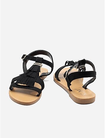 Platte sandalen met franjes