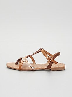 Elegante en trendy platte sandalen dames - bruin - Kiabi