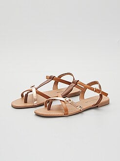 Elegante en trendy platte sandalen dames - bruin - Kiabi