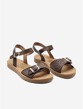 Platte sandalen met gesp
