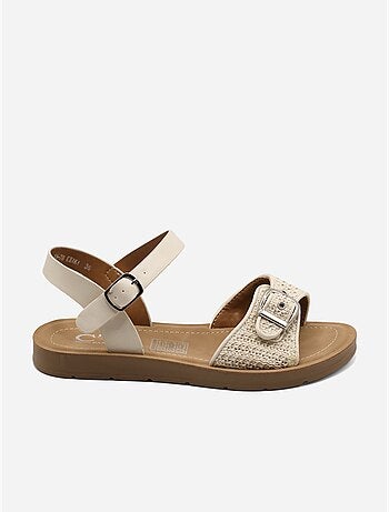 Platte sandalen met gesp