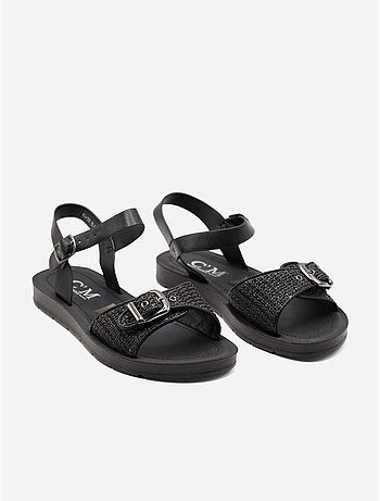 Platte sandalen met gesp