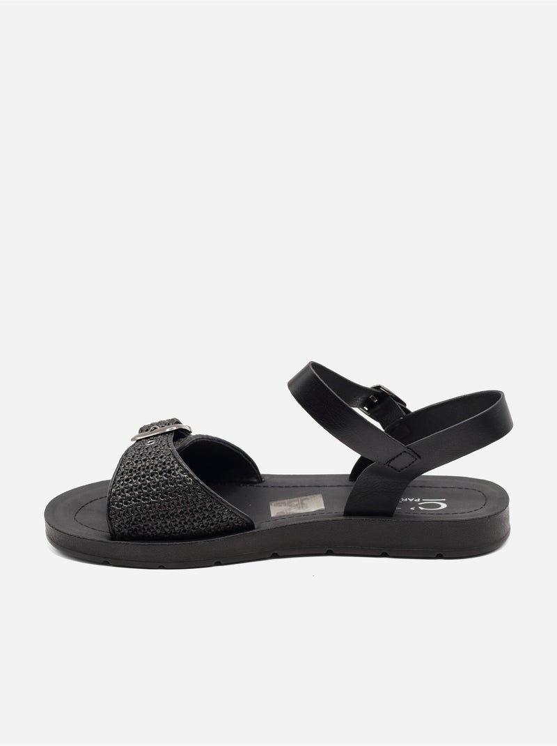 Platte sandalen met gesp Zwart - Kiabi