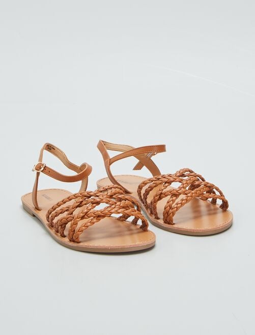 Platte sandalen met gevlochten bandjes - Kiabi