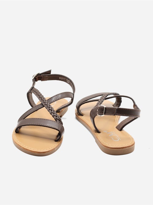 Platte sandalen met gevlochten bandjes - Kiabi Platte sandalen met gevlochten bandjes - Kiabi