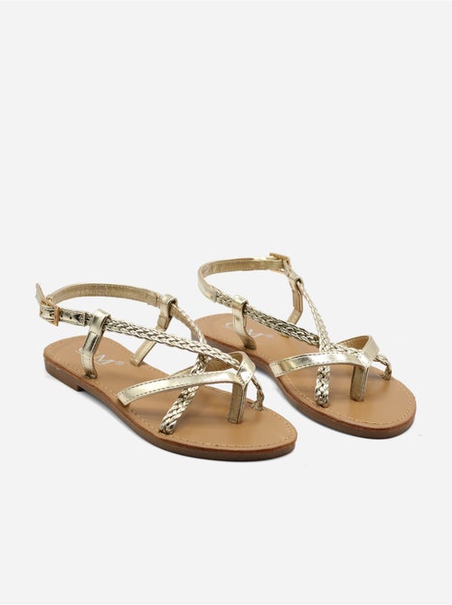 Platte sandalen met gevlochten bandjes - Kiabi Platte sandalen met gevlochten bandjes - Kiabi