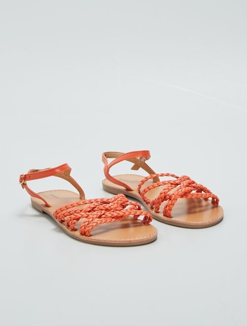 Platte sandalen met gevlochten bandjes - Kiabi
