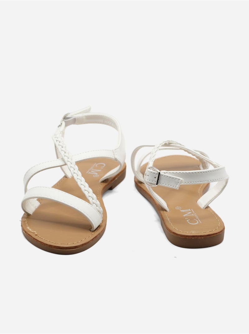 Platte sandalen met gevlochten bandjes Wit - Kiabi