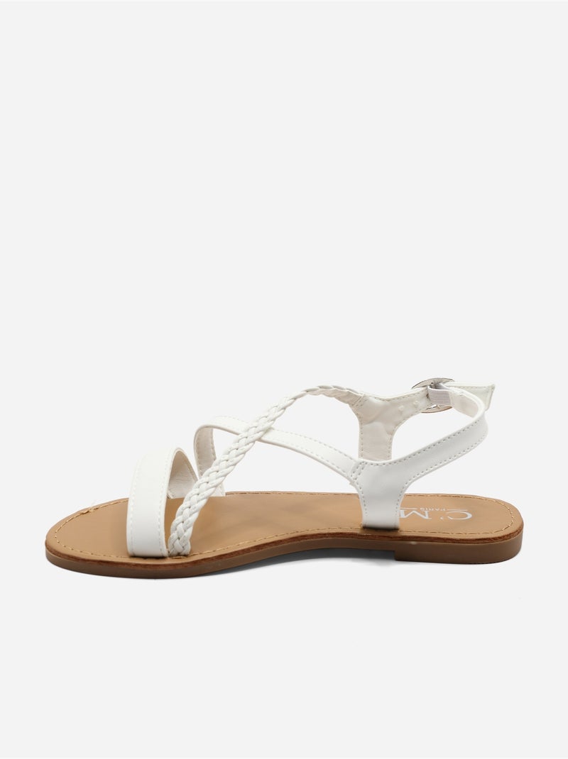 Platte sandalen met gevlochten bandjes Wit - Kiabi