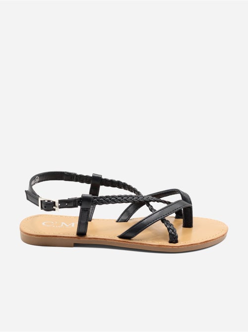 Platte sandalen met gevlochten bandjes - Kiabi Platte sandalen met gevlochten bandjes - Kiabi