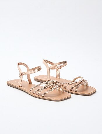 Platte sandalen met glitterbandjes