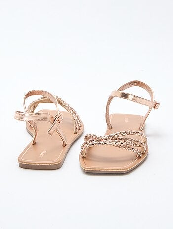 Platte sandalen met glitterbandjes