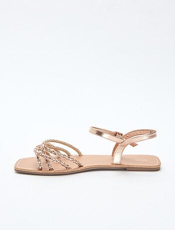 Platte sandalen met glitterbandjes