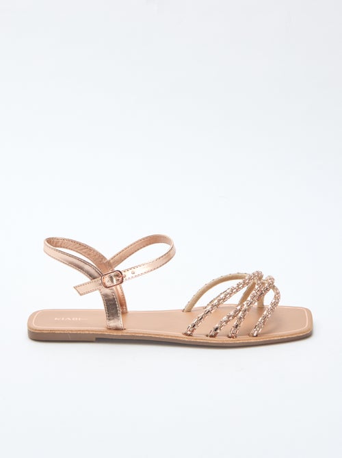 Platte sandalen met glitterbandjes - Kiabi