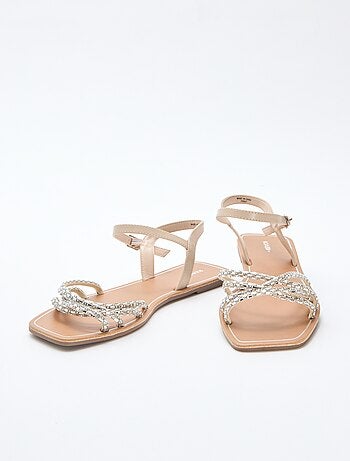 Platte sandalen met glitterbandjes