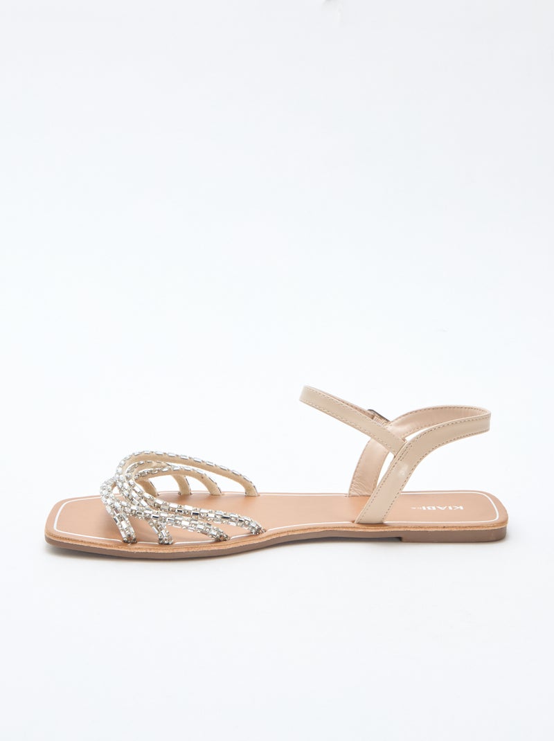 Platte sandalen met glitterbandjes Grijs - Kiabi