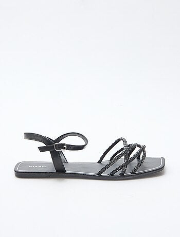 Platte sandalen met glitterbandjes