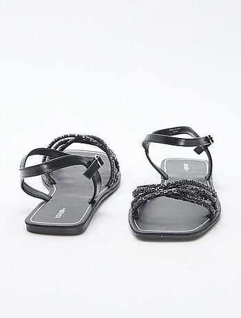 Platte sandalen met glitterbandjes