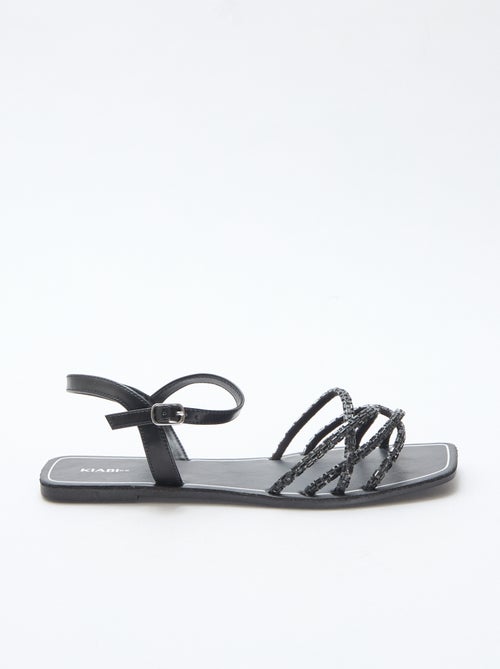 Platte sandalen met glitterbandjes - Kiabi
