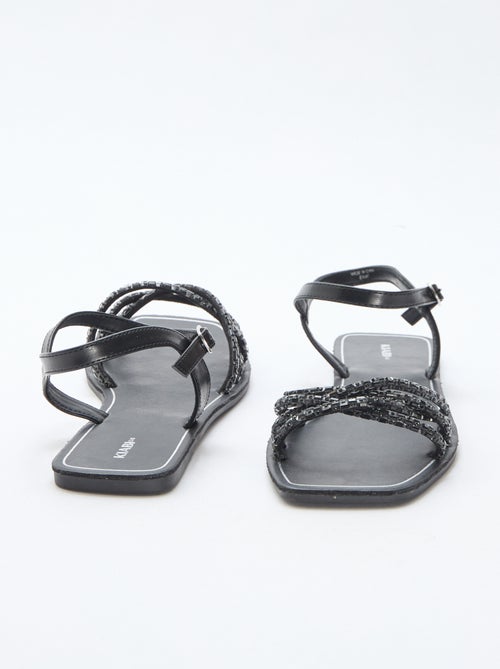 Platte sandalen met glitterbandjes - Kiabi
