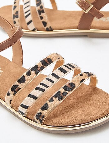 Platte sandalen met 'luipaard' bandjes
